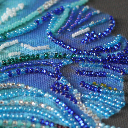 DIY Bead Embroidery Kit "Blue gold" 10.6"x15.4" / 27.0x39.0 cm