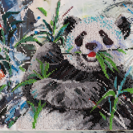 DIY Bead Embroidery Kit "Bamboo bear" 13.8"x8.7" / 35.0x22.0 cm