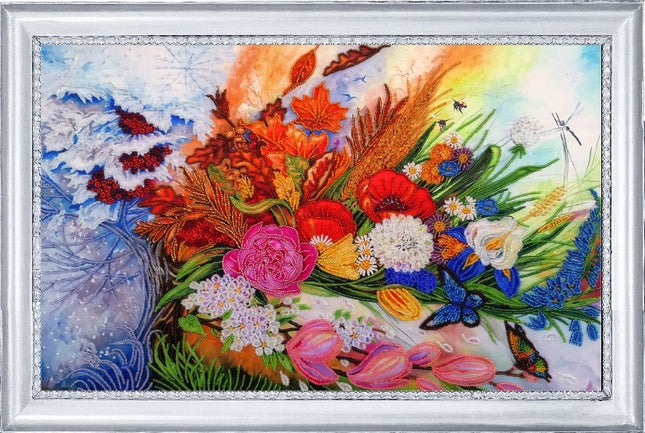 DIY Bead Embroidery Kit "Seasons of the Year" 13.4"x21.7" / 34.0x55.0 cm