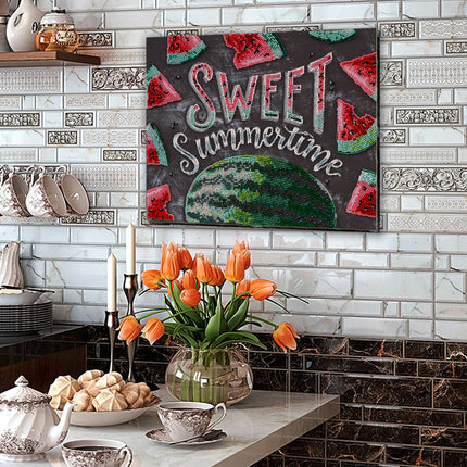 DIY Bead Embroidery Kit "Sweet summertime" 12.2"x9.8" / 31.0x25.0 cm