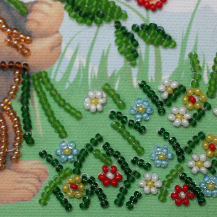 DIY Bead Embroidery Kit "Poppies bunch"  5.9"x5.9" / 15.0x15.0 cm