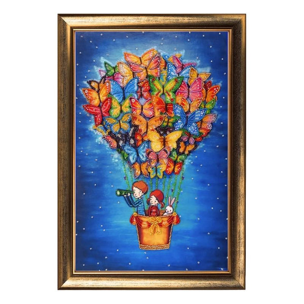 DIY Bead Embroidery Kit "On the Balloon" 15.0"x9.4" / 38.0x24.0 cm