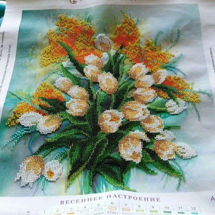 Canvas for bead embroidery "Spring mood" 11.8"x11.8" / 30.0x30.0 cm