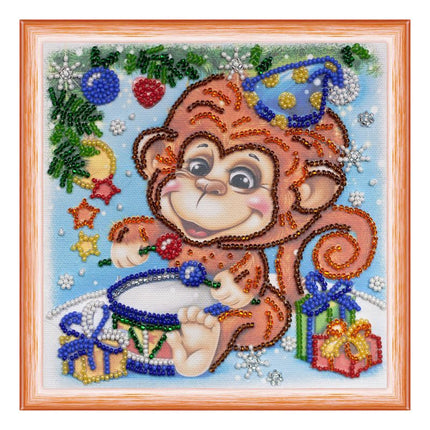 DIY Bead Embroidery Kit "Drummer-girl"  5.9"x5.9" / 15.0x15.0 cm