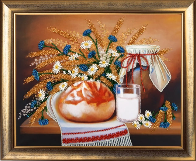 DIY Bead Embroidery Kit "Still Life with Loaf" 10.2"x13.0" / 26.0x33.0 cm