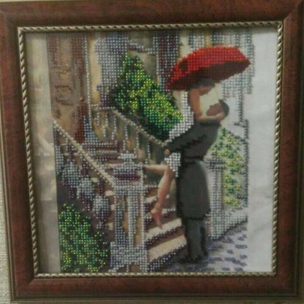 Canvas for bead embroidery "Date in the Rain" 7.9"x7.9" / 20.0x20.0 cm