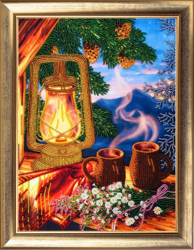 DIY Bead Embroidery Kit "Evening Coffee" 13.4"x10.2" (34.0x26.0 cm)