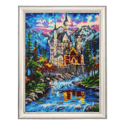 Bead DIY Embroidery Kit "Castle by the River" 14.2"x10.6"/ 36.0x27.0 cm