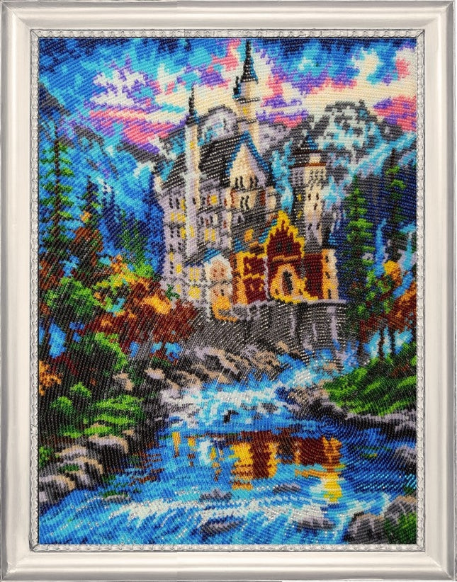 Bead DIY Embroidery Kit "Castle by the River" 14.2"x10.6"/ 36.0x27.0 cm