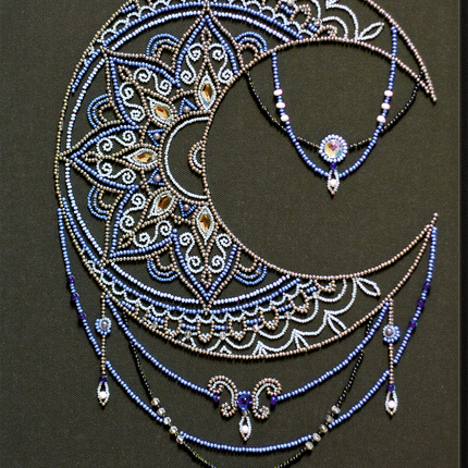 DIY Bead Embroidery Kit "Moon pattern" 10.2"x13.0" / 26.0x33.0 cm