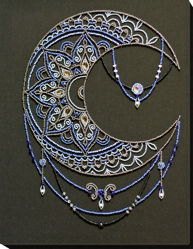 DIY Bead Embroidery Kit "Moon pattern" 10.2"x13.0" / 26.0x33.0 cm