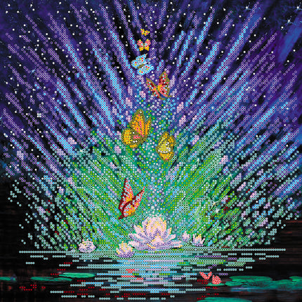 Canvas for bead embroidery "Night magic" 11.8"x11.8" / 30.0x30.0 cm