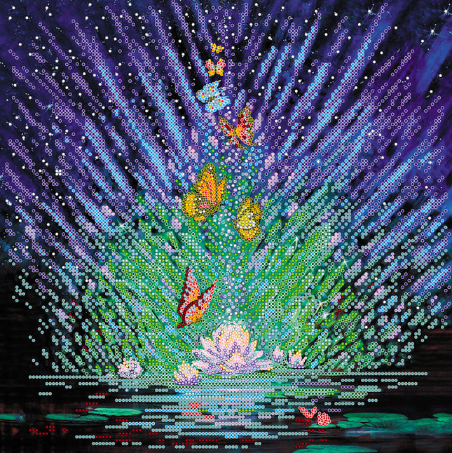 Canvas for bead embroidery "Night magic" 11.8"x11.8" / 30.0x30.0 cm