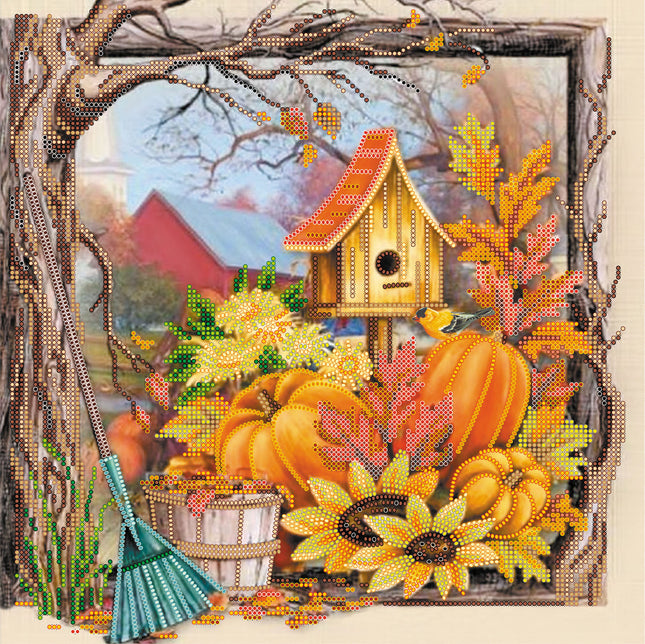 Canvas for bead embroidery "Garden Decor" 11.8"x11.8" / 30.0x30.0 cm