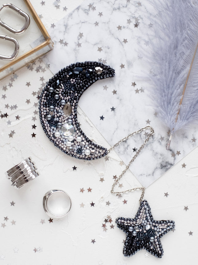 Beadwork kit for creating brooch "Moon"