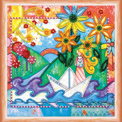 DIY Bead Embroidery Kit "The voice of the stream"  5.9"x5.9" / 15.0x15.0 cm