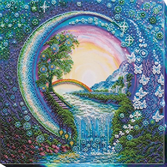 DIY Bead Embroidery Kit "Crystal spray fly" 11.8"x11.8" / 30.0x30.0 cm