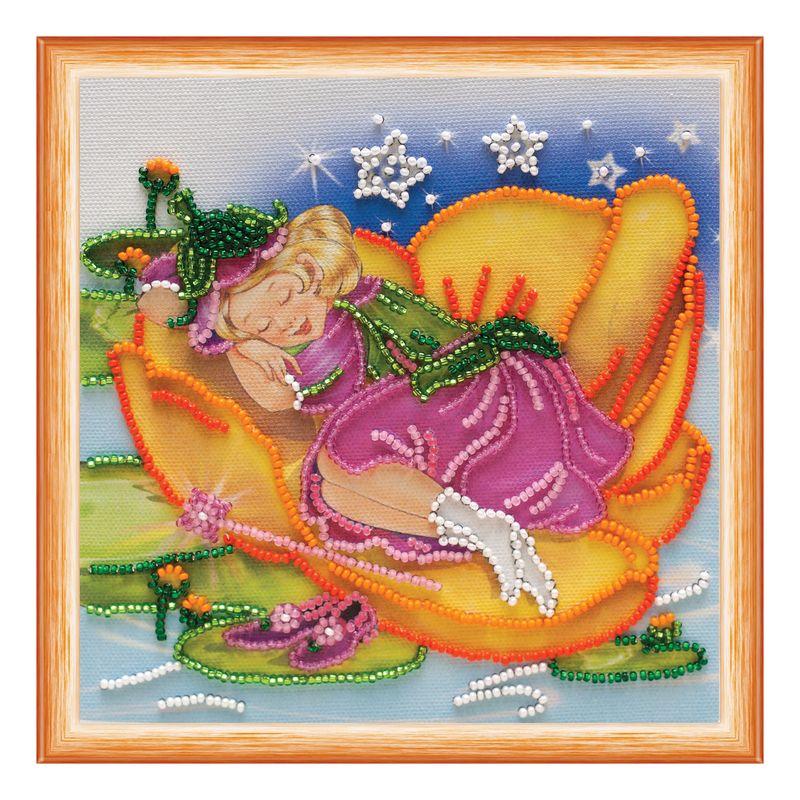 DIY Bead Embroidery Kit "Sleeping fairy"  5.9"x5.9" / 15.0x15.0 cm