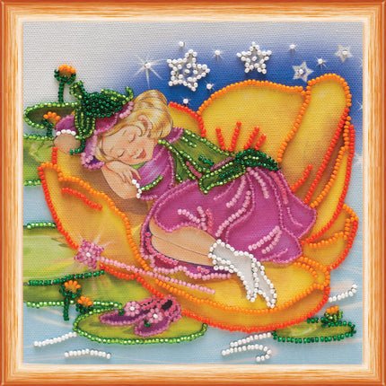 DIY Bead Embroidery Kit "Sleeping fairy"  5.9"x5.9" / 15.0x15.0 cm