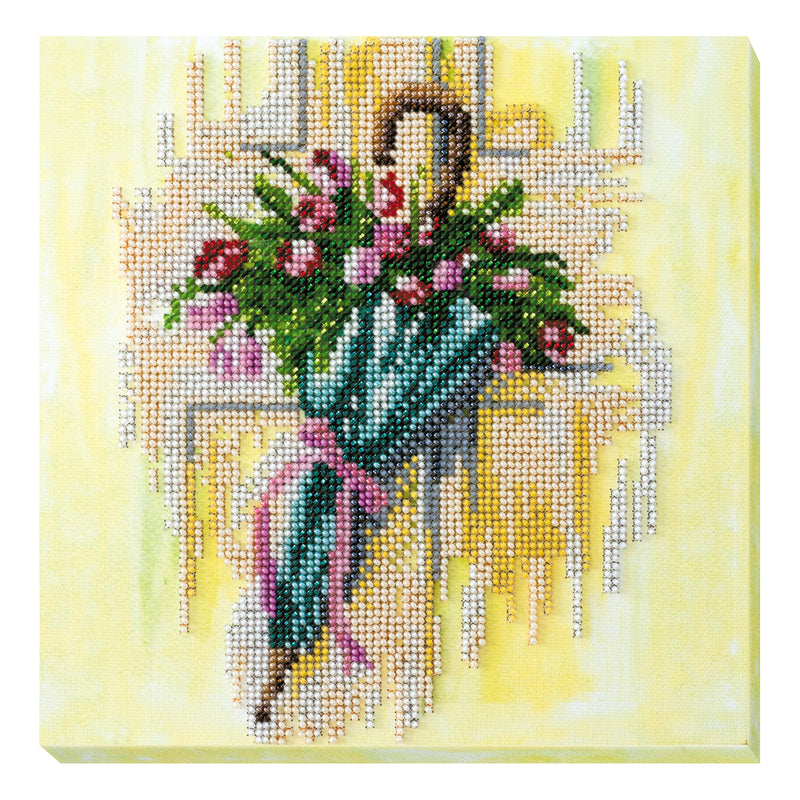 DIY Bead Embroidery Kit "Umbrella and tulips"
