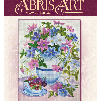 DIY Cross Stitch Kit "Clematis in jug" 9.1"x11.8"