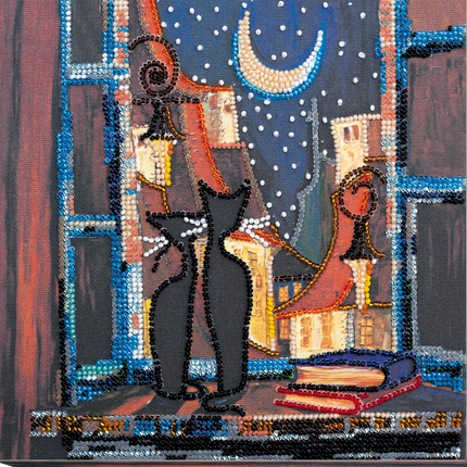 DIY Bead Embroidery Kit "Cats at window"