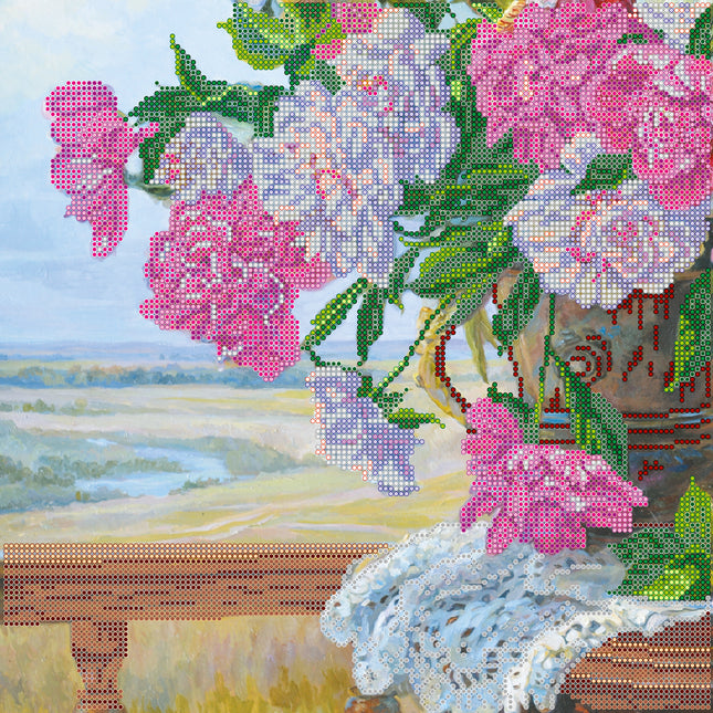 Canvas for bead embroidery "Favourite flowers" 11.8"x11.8" / 30.0x30.0 cm