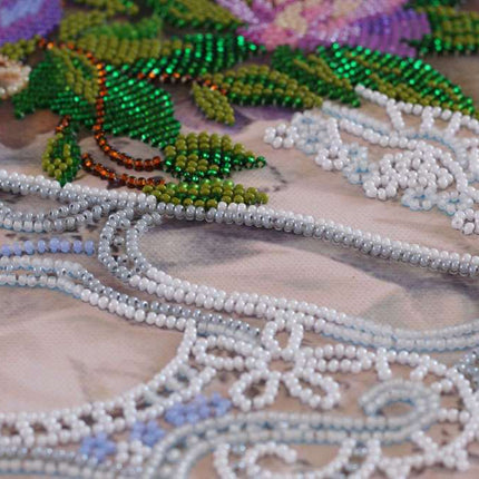 DIY Bead Embroidery Kit "Flower lace" 11.0"x14.2" / 28.0x36.0 cm