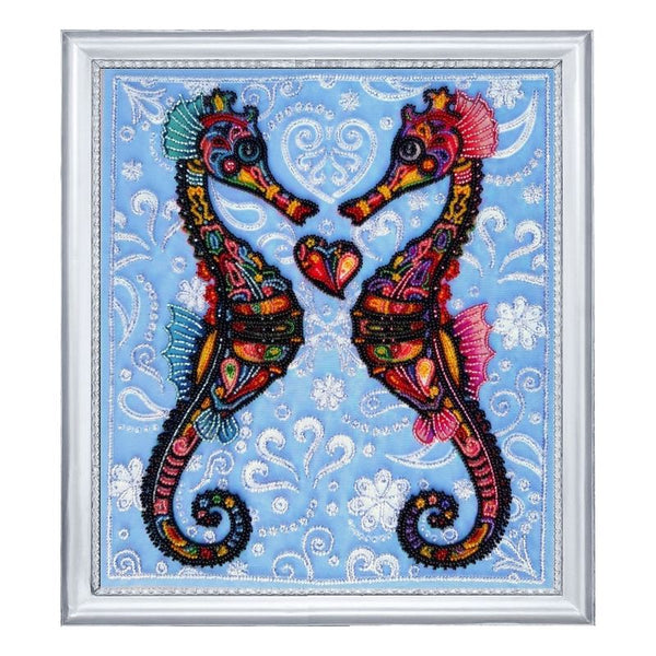 DIY Bead Embroidery Kit "Seahorses" 11.8"x10.2" / 30.0x26.0 cm