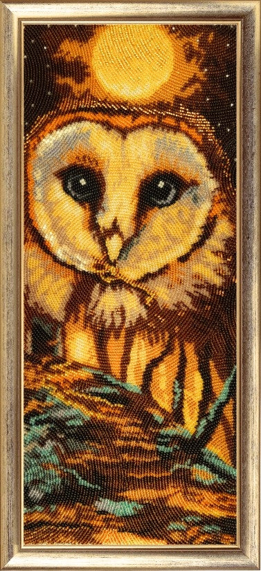 DIY Bead Embroidery Kit "Autumn Owl" 15.4"x6.3" / 39.0x16.0 cm