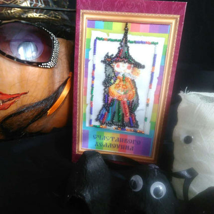 DIY Bead embroidery postcard kit "Merry Halloween – 1"