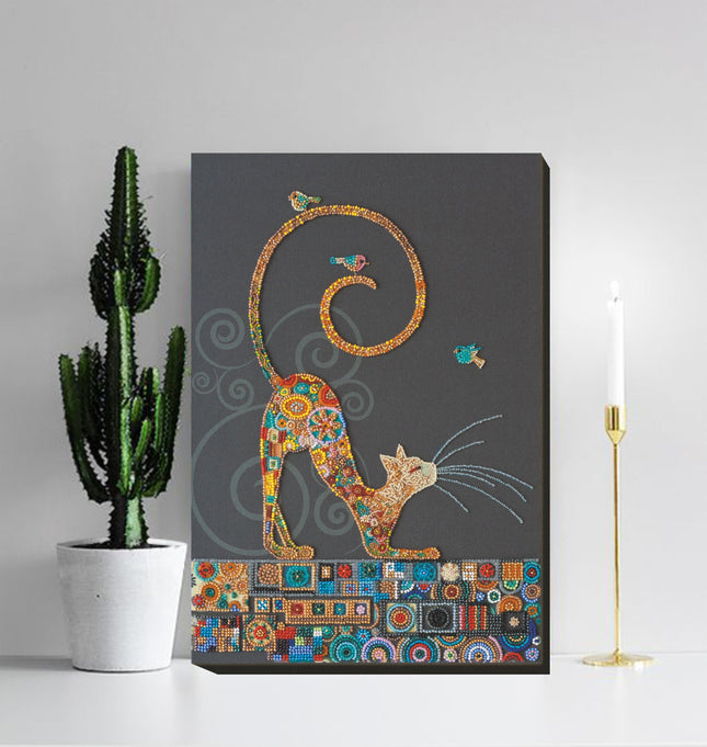 DIY Bead Embroidery Kit "Kitty" 9.8"x14.2" / 25.0x36.0 cm