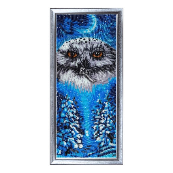 DIY Bead Embroidery Kit "Winter Owl" 15.4"x6.3" / 39.0x16.0 cm