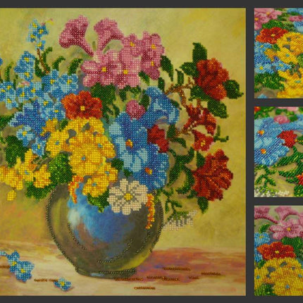 Canvas for bead embroidery "Meadow flowers" 11.8"x11.8" / 30.0x30.0 cm