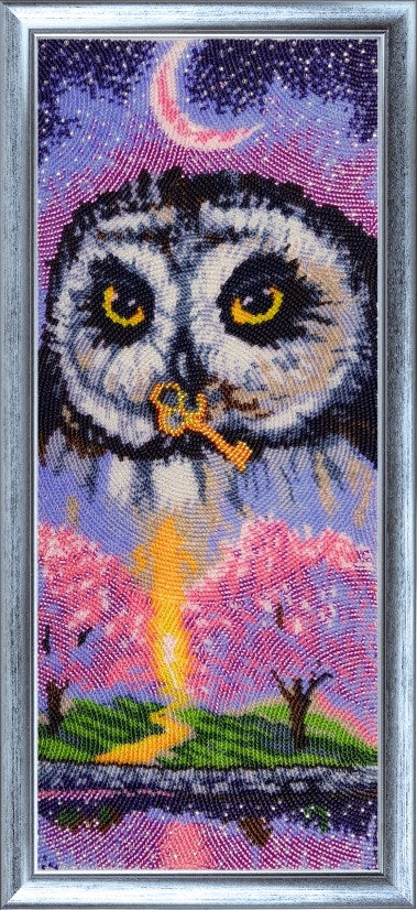 DIY Bead Embroidery Kit "Spring Owl" 15.4"x6.3" / 39.0x16.0 cm