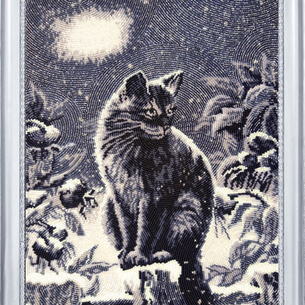 DIY Bead Embroidery Kit "Moonlight Cat" 13.8"x10.6" / 35.0x27.0 cm