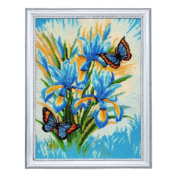 DIY Bead Embroidery Kit "Sky Flowers" 13.8"x10.2" / 35.0x26.0 cm