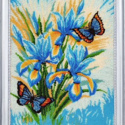 DIY Bead Embroidery Kit "Sky Flowers" 13.8"x10.2" / 35.0x26.0 cm