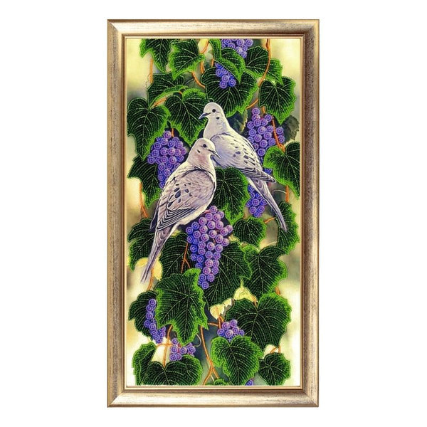 DIY Bead Embroidery Kit "The Branch of Grape" 15.4"x7.9" / 39.0x20.0 cm