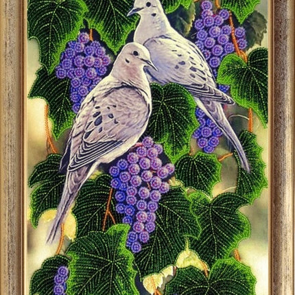 DIY Bead Embroidery Kit "The Branch of Grape" 15.4"x7.9" / 39.0x20.0 cm