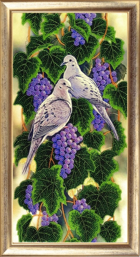 DIY Bead Embroidery Kit "The Branch of Grape" 15.4"x7.9" / 39.0x20.0 cm