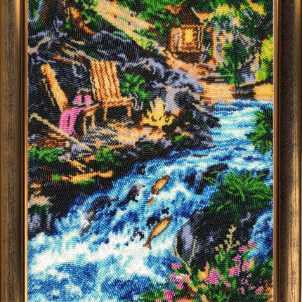 Bead DIY Embroidery Kit "Against the Stream" 13.4"x10.2"/ 34.0x26.0 cm