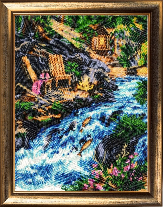 Bead DIY Embroidery Kit "Against the Stream" 13.4"x10.2"/ 34.0x26.0 cm
