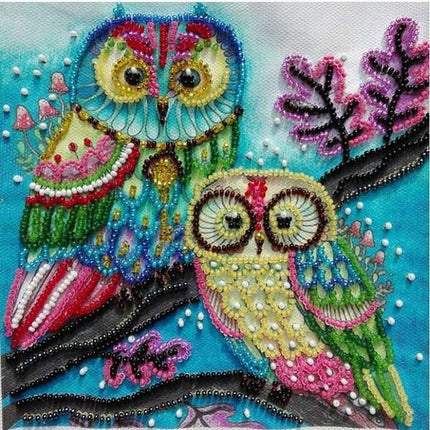 DIY Bead Embroidery Kit "Night couple"  5.9"x5.9" / 15.0x15.0 cm