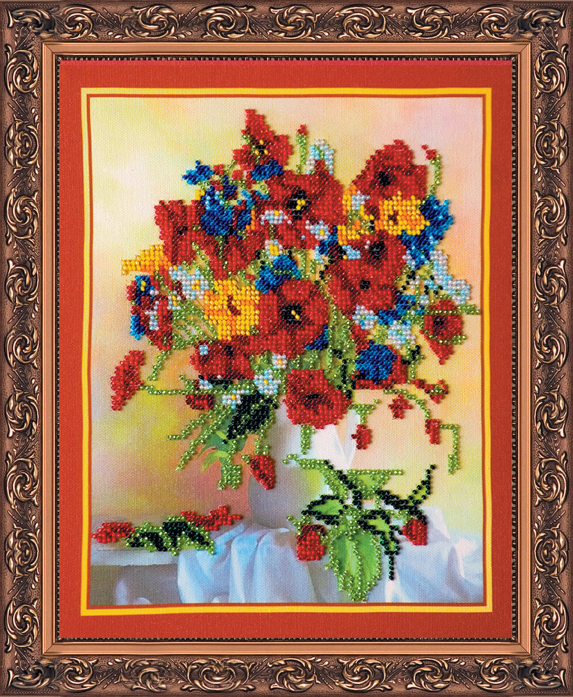 DIY Bead Embroidery Kit "Summer imagination" 8.5"x9.8" / 21.5x25.0 cm