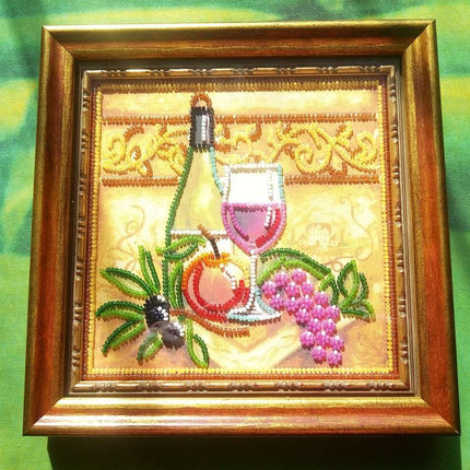 DIY Bead Embroidery Kit "Grapes and vine"  5.9"x5.9" / 15.0x15.0 cm