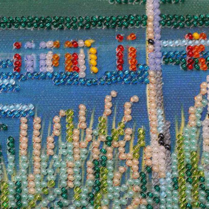 DIY Bead Embroidery Kit "Fire in sky blue - 2" 12.2"x17.7" / 31.0x45.0 cm