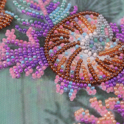 DIY Bead Embroidery Kit "Wreath of shells" 8.7"x11.8" / 22.0x30.0 cm