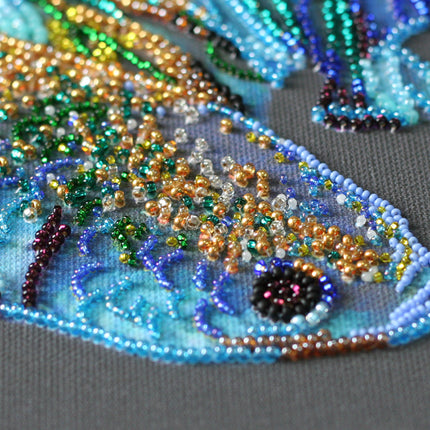 DIY Bead Embroidery Kit "Blue gold" 10.6"x15.4" / 27.0x39.0 cm
