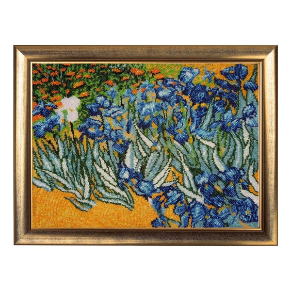 DIY Bead Embroidery Kit "Irises in the Field (after V. Van Gogh)" 9.8"x13.8" / 25.0x35.0 cm